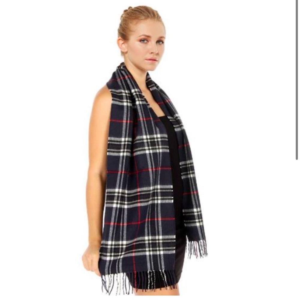Navy Plaid Scarf